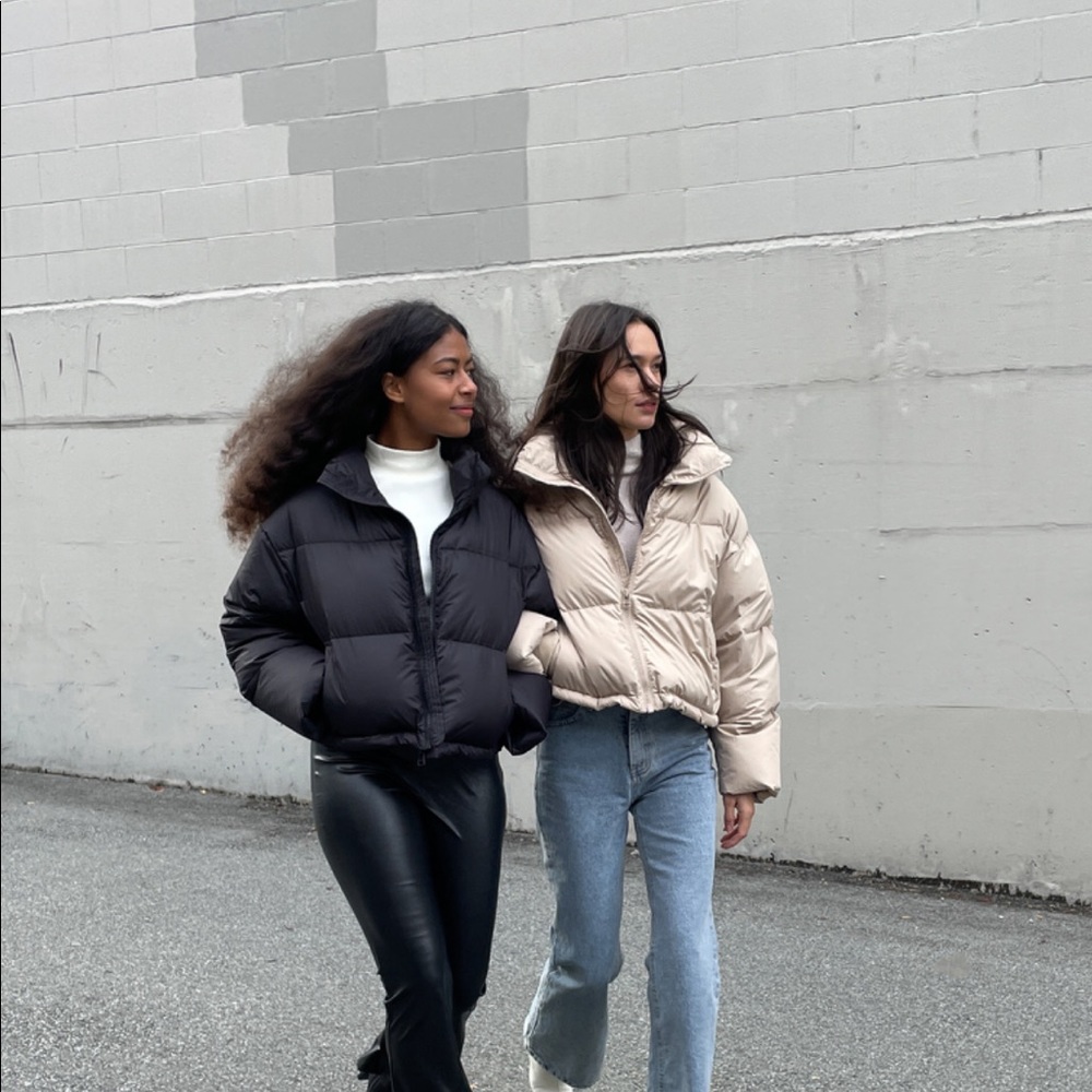 Black Oak & Fort Cropped Down Puffer Jacket